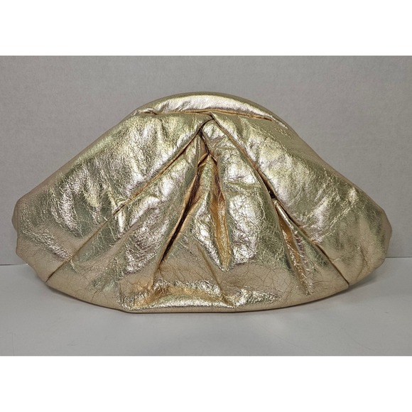 Park Avenue Int. Handbags - Park Avenue International Vintage 80s Gold Metallic Leather Pouch Clutch Bag USA